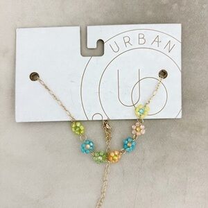 NWT Urban Outfitters Colorful Beaded Flower Chain Necklace